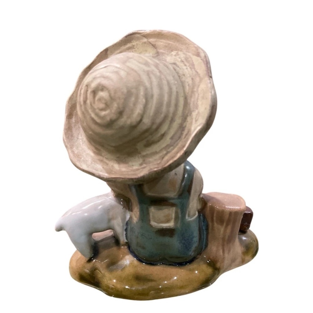 Vintage UCTCI Japan Porcelain Boy & Lamb Figurine w Bud Vase | 1960s - Picture 5 of 8
